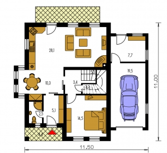 Mirror image | Floor plan of ground floor - KLASSIK 149